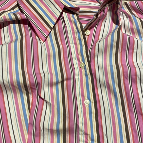 Made in Italy 🇮🇹High QualityCottonStretch Pink Striped ButtonDown Fitted Shirt - Picture 11 of 13